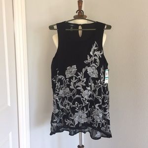 Black w silver embroidered flowers brand new